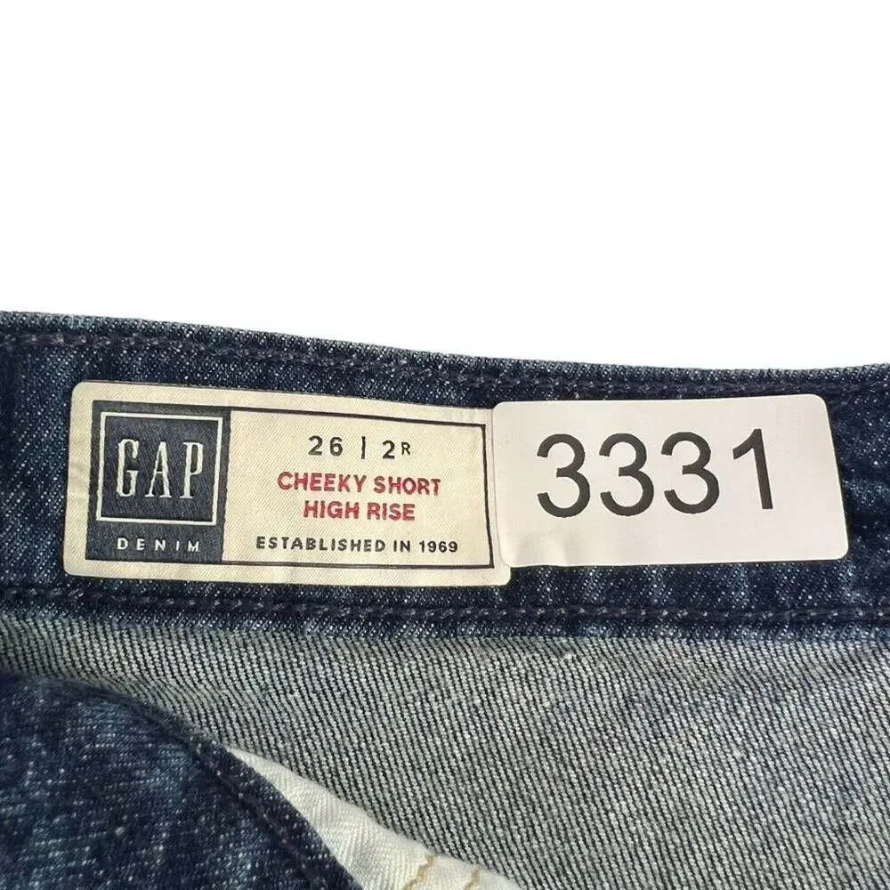 GAP Shorts Womens 26 2R Blue Denim Cheeky High Rise Button Fly Cut Off Jean